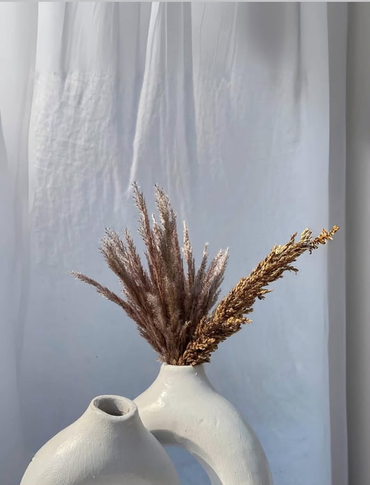 Modern White Ceramic Loop Vase - 12 Inches