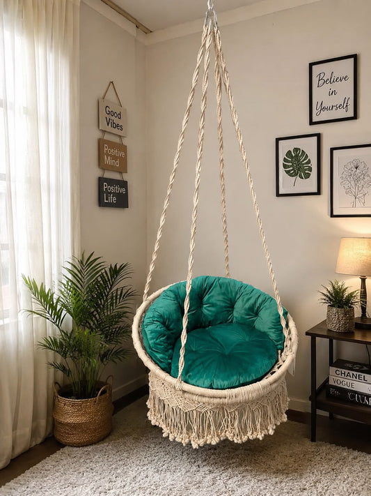 Boho Hanging Egg Chair with Soft Cushion