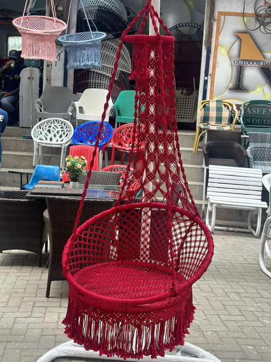 Boho Macrame Hanging Swing Chair with Cushion