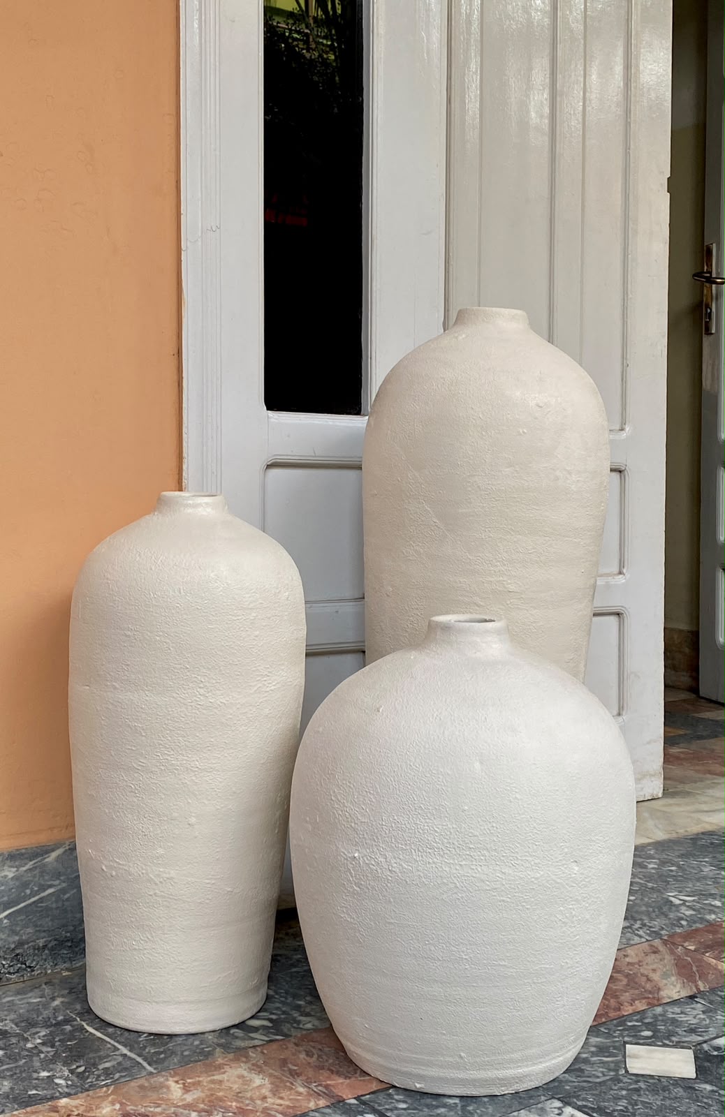 Modern White Decorative Vases-For Set Of 3- 24" 18" 15" | Completly Handmade