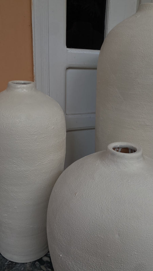 Minimalist White Ceramic Vase Set - For Set 3-32"24"20"
