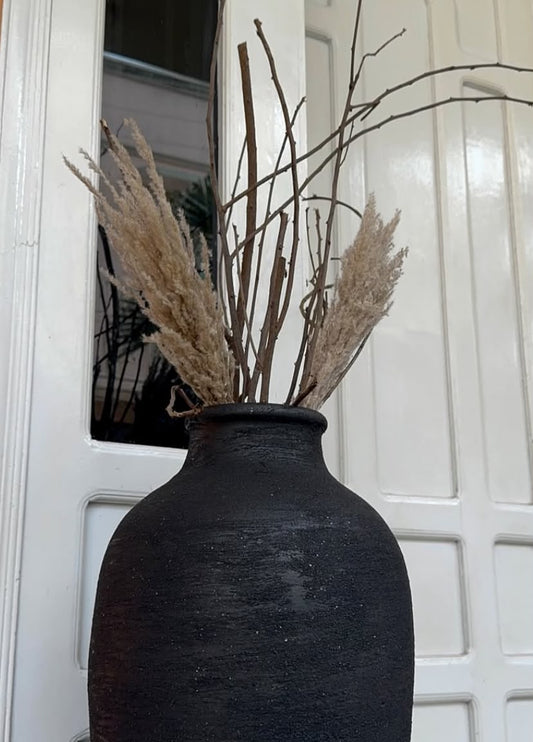 Modern Black Ceramic Floor Vase - For 28 Inches