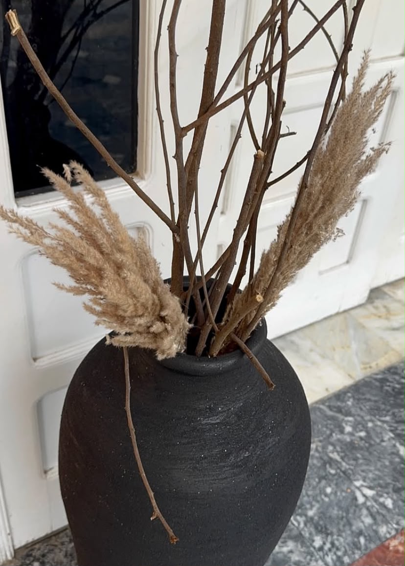 Modern Black Ceramic Floor Vase - For 28 Inches