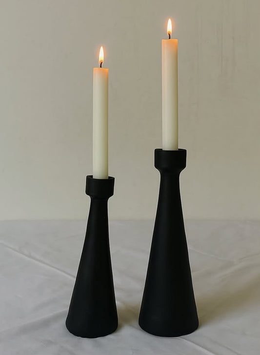Modern Black Candle Holder Set