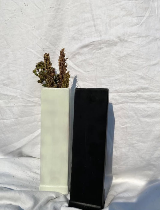 Modern Rectangular Ceramic Vase Set - 14-15 Inches