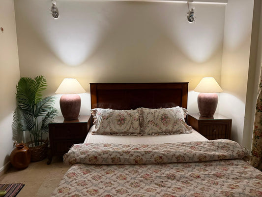 Minimalist Textured Bedside Lamp with Fabric Shade