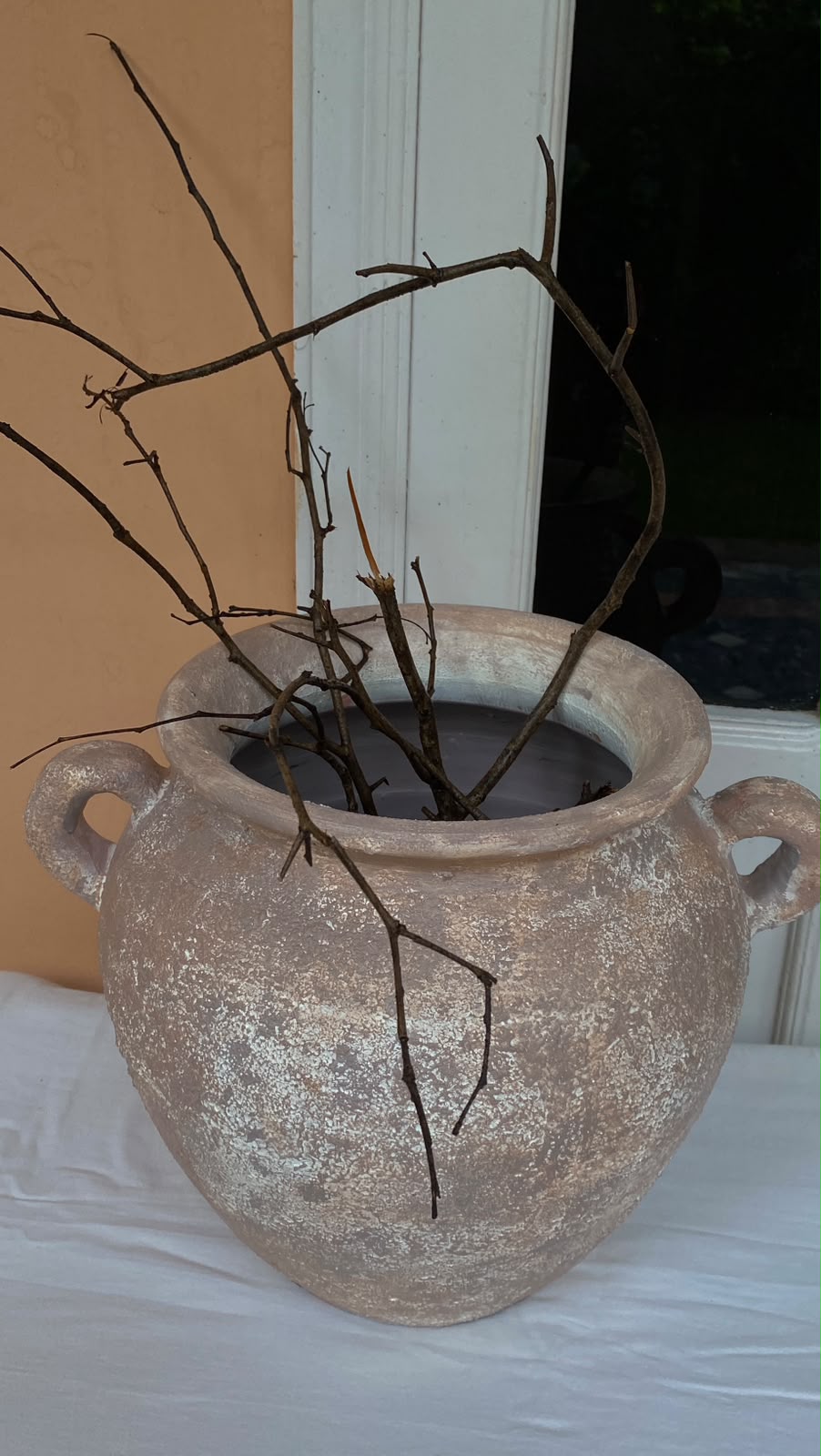 Rustic Distressed Terracotta Vase with Handles