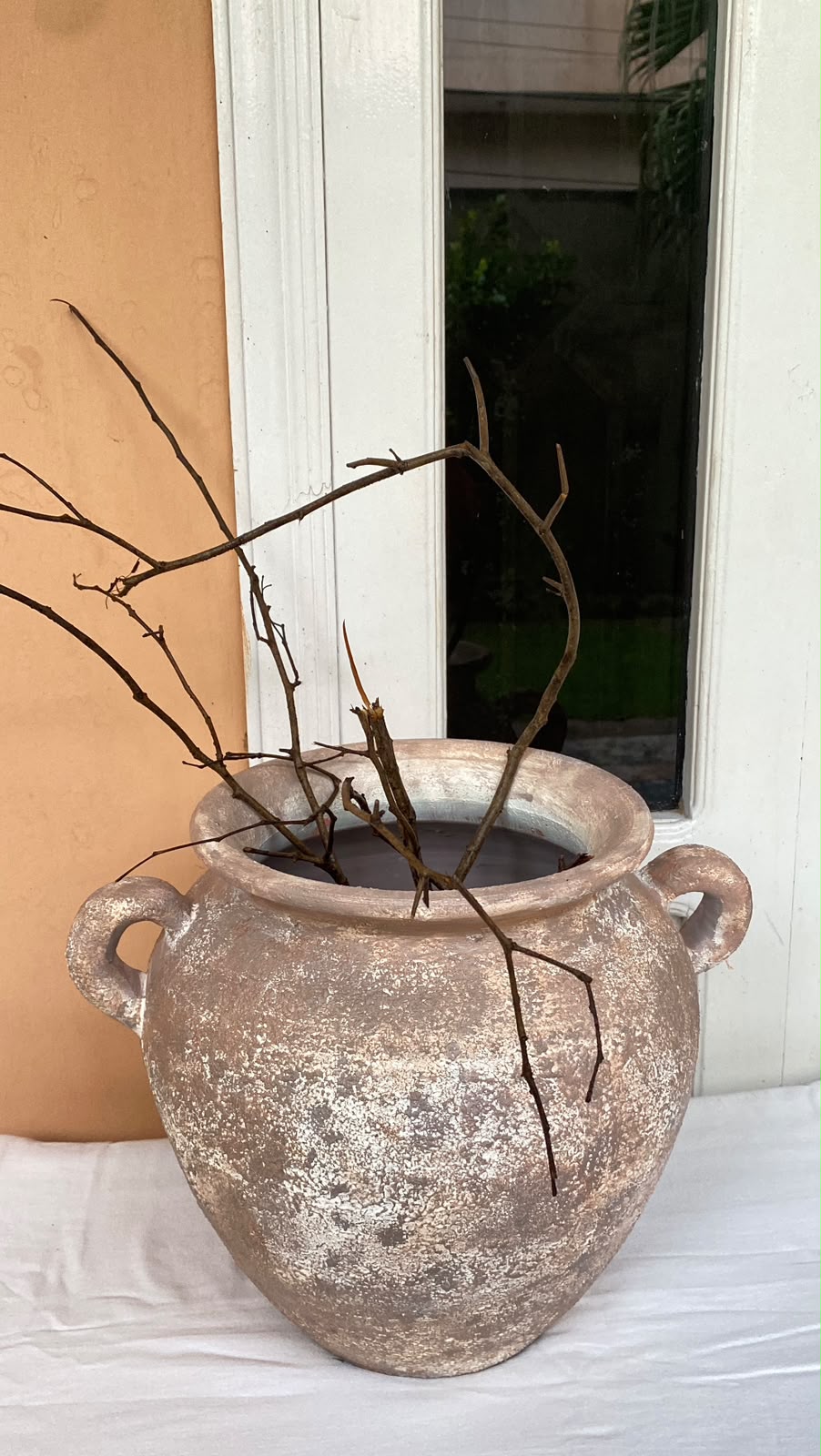 Rustic Distressed Terracotta Vase with Handles