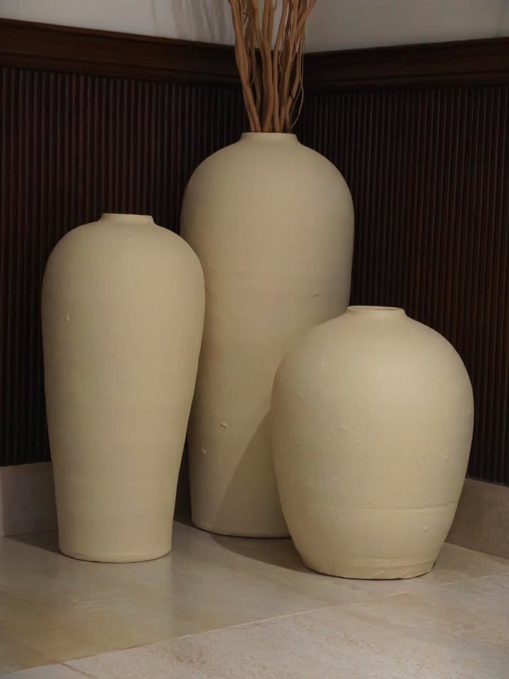Modern White Decorative Vases-For Set Of 3- 24" 18" 15" | Completly Handmade